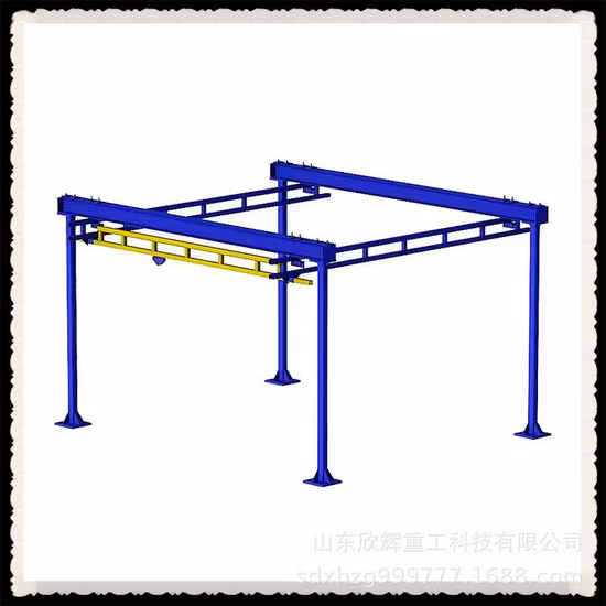 프리 스탠딩 경량 듀티 워크스테이션 모듈식 모노레일 갠트리 오버헤드 소형 전기 호이스트 브리지 크레인 시스템